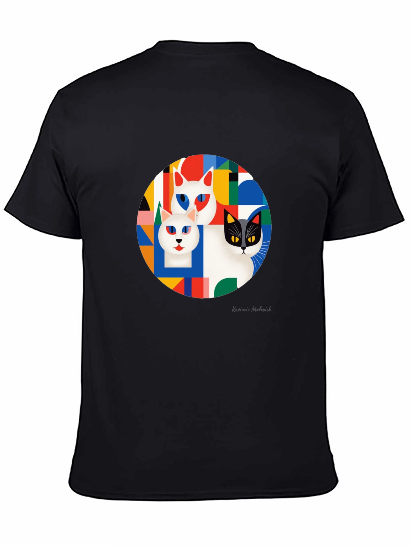 Geometric Cat T-Shirt - Modern Art Tee