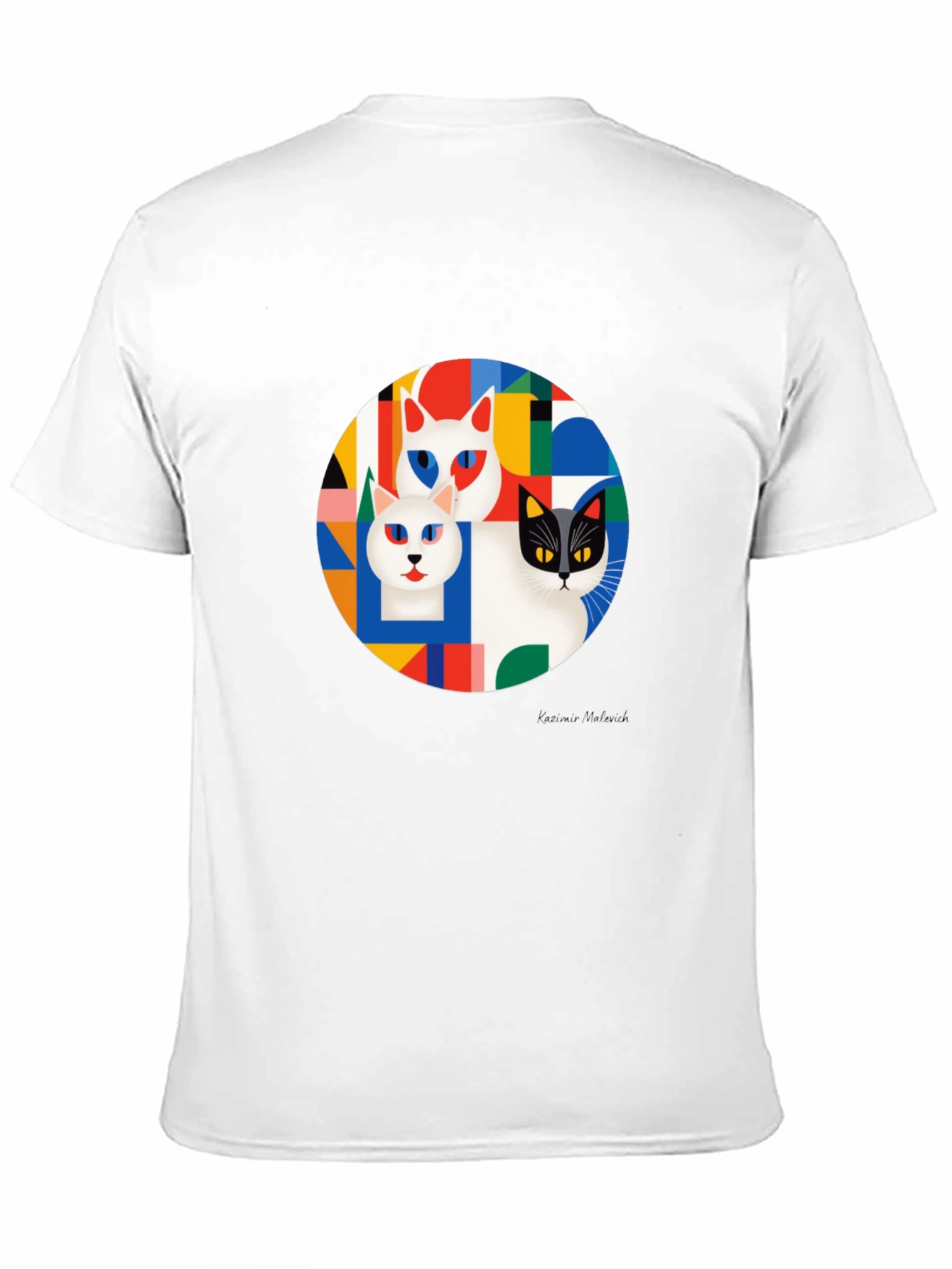 Geometric Cat T-Shirt - Modern Art Tee