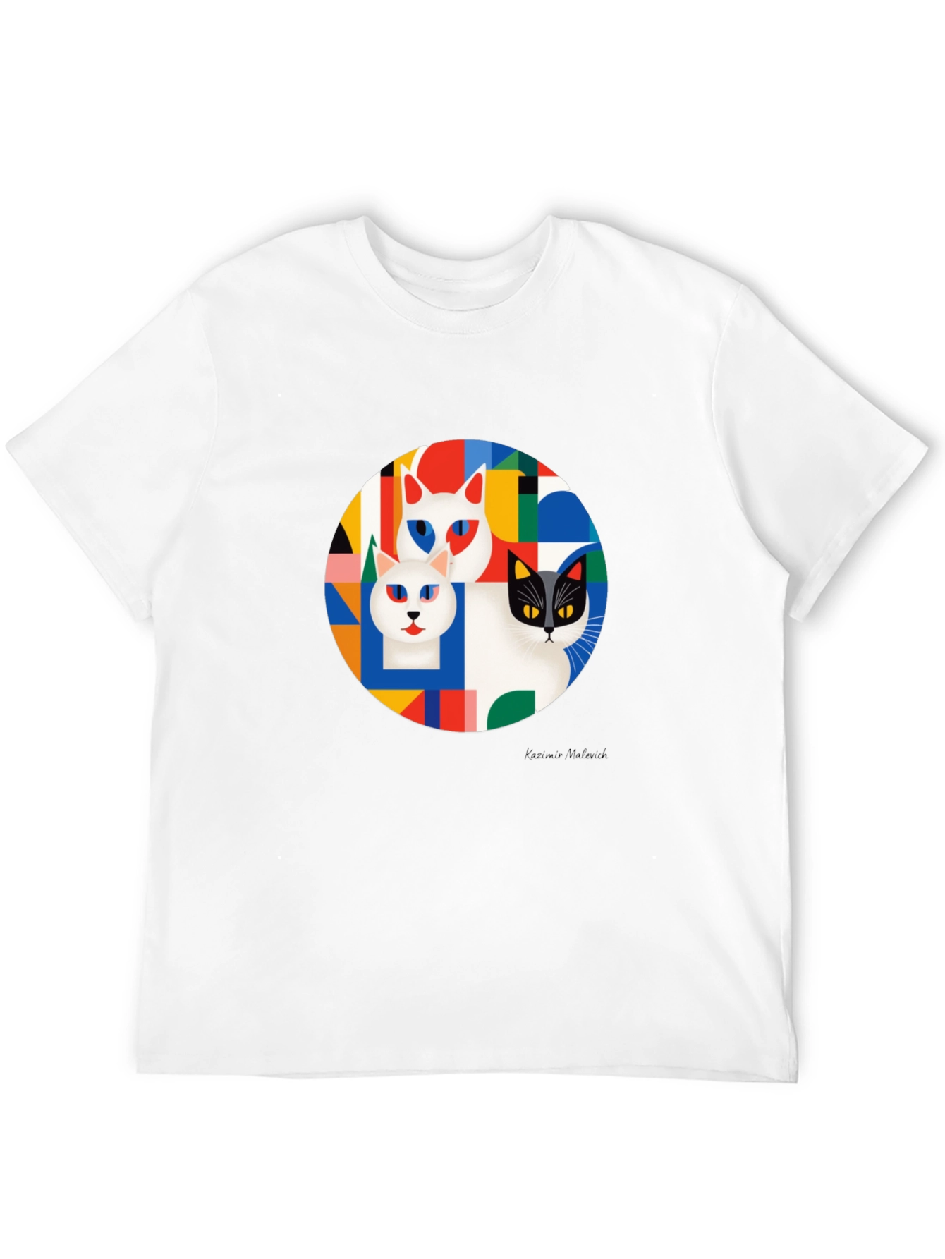 Geometric Cat T-Shirt - Modern Art Tee