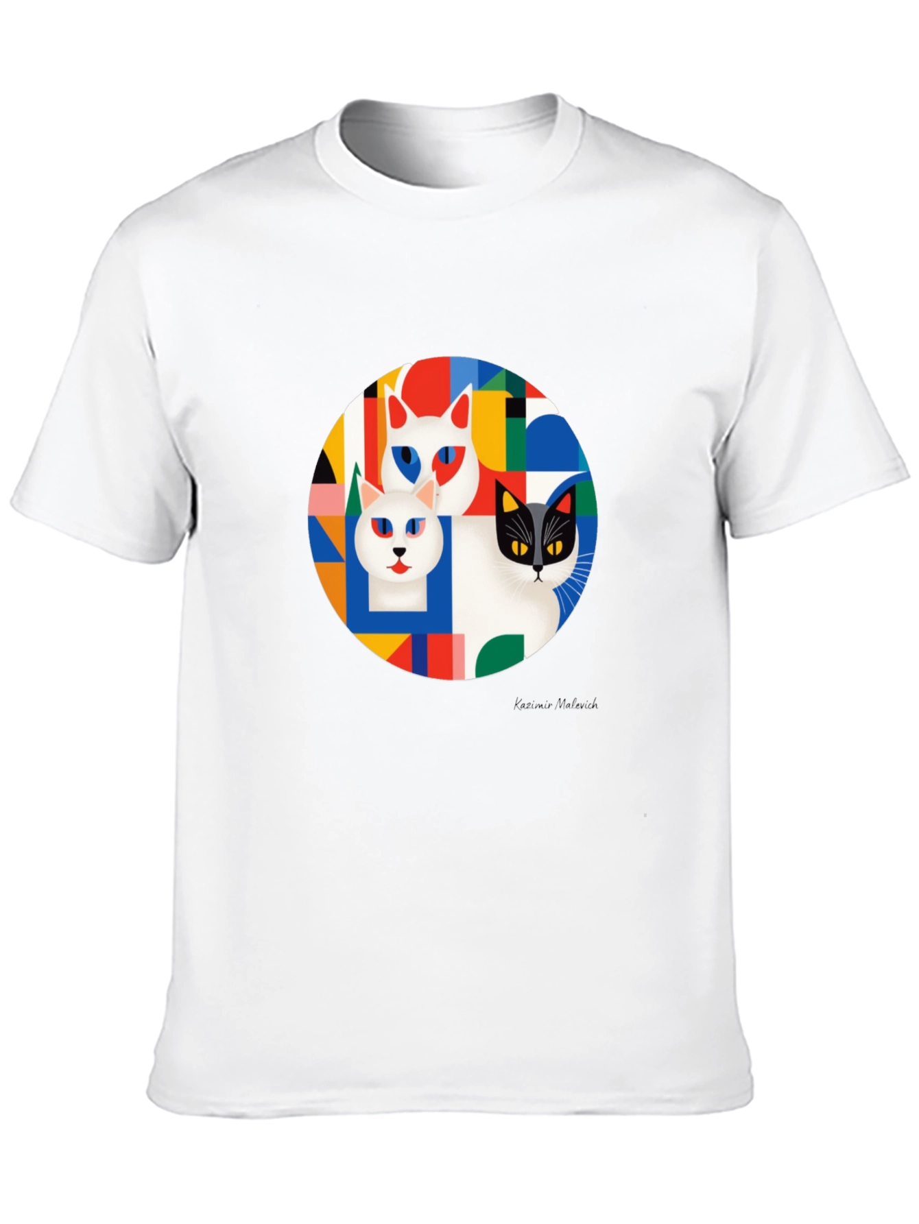 Geometric Cat T-Shirt - Modern Art Tee