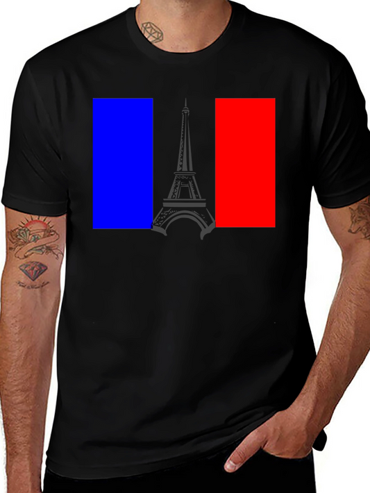 Paris Eiffel Tower French Flag Graphic T-Shirt
