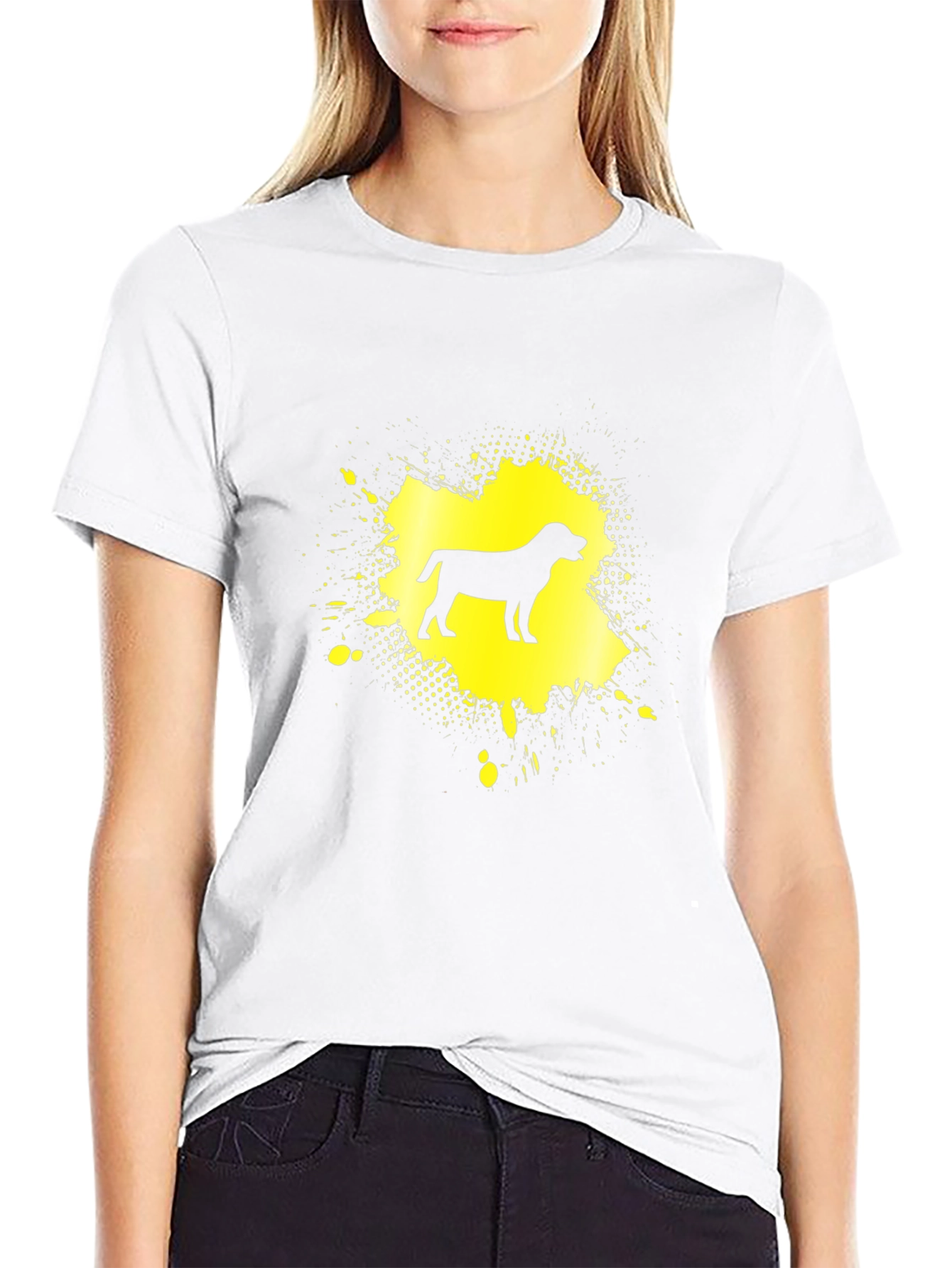 Dog Silhouette Graphic Tee - Black Cotton