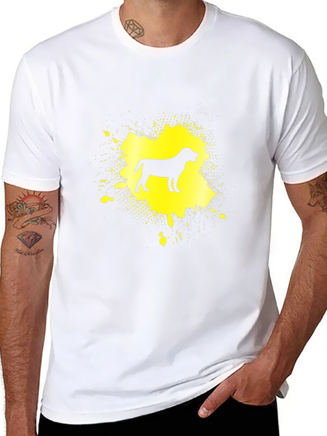 Dog Silhouette Graphic Tee - Black Cotton