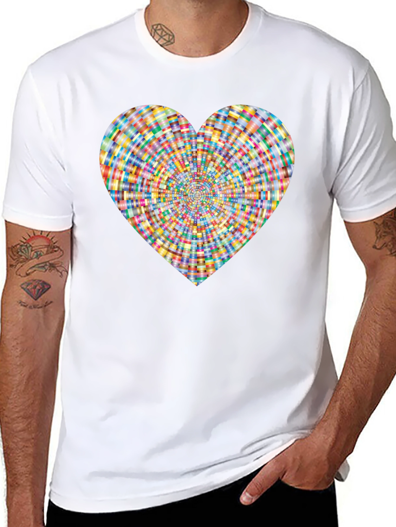 Heart Pattern Black T-Shirt