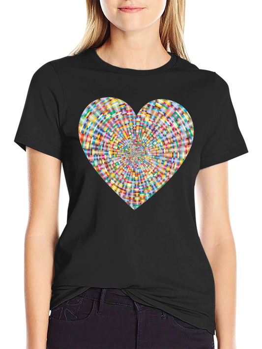 Heart Pattern Black T-Shirt