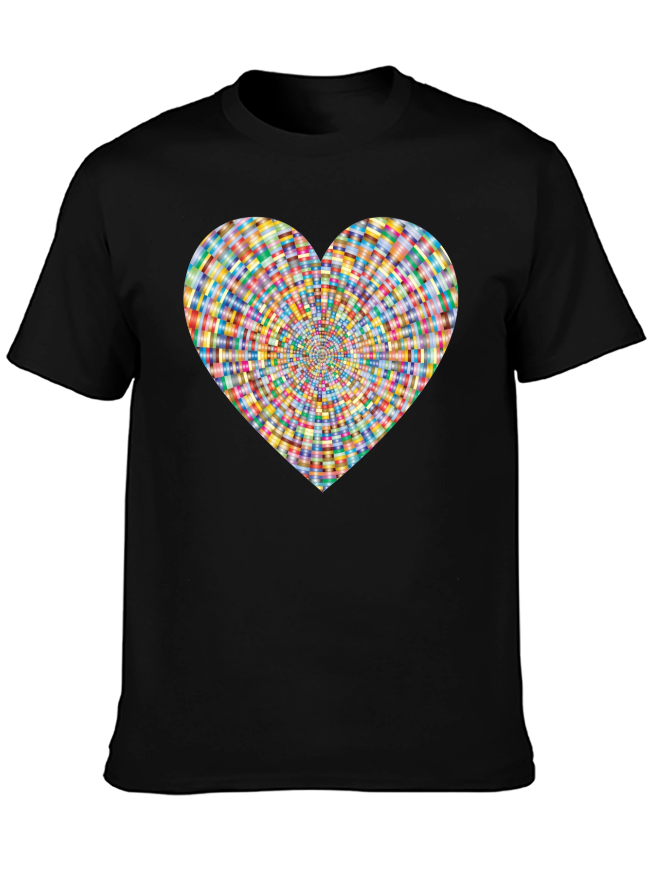 Heart Pattern Black T-Shirt