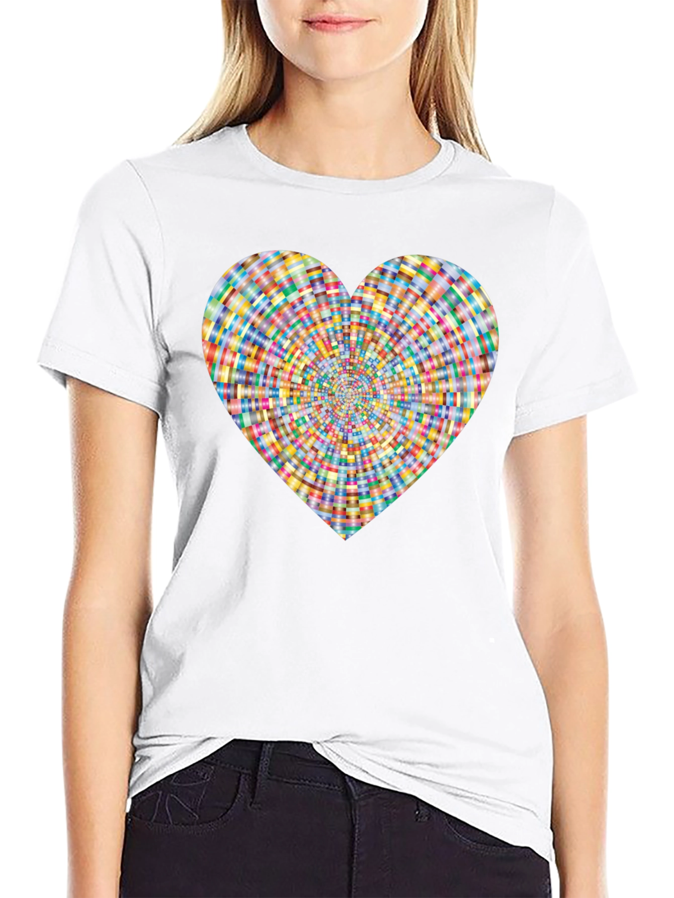 Heart Pattern Black T-Shirt