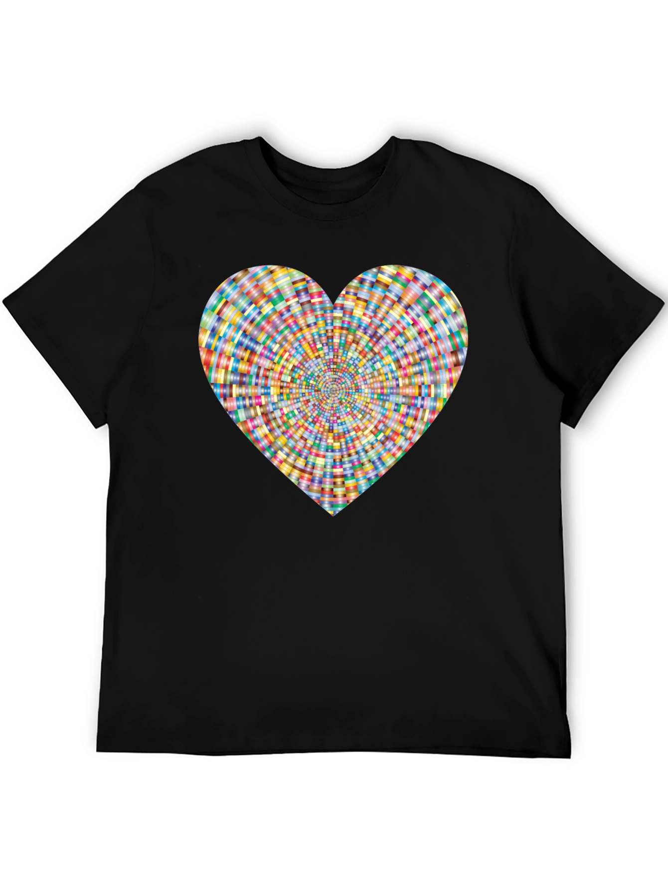 Heart Pattern Black T-Shirt