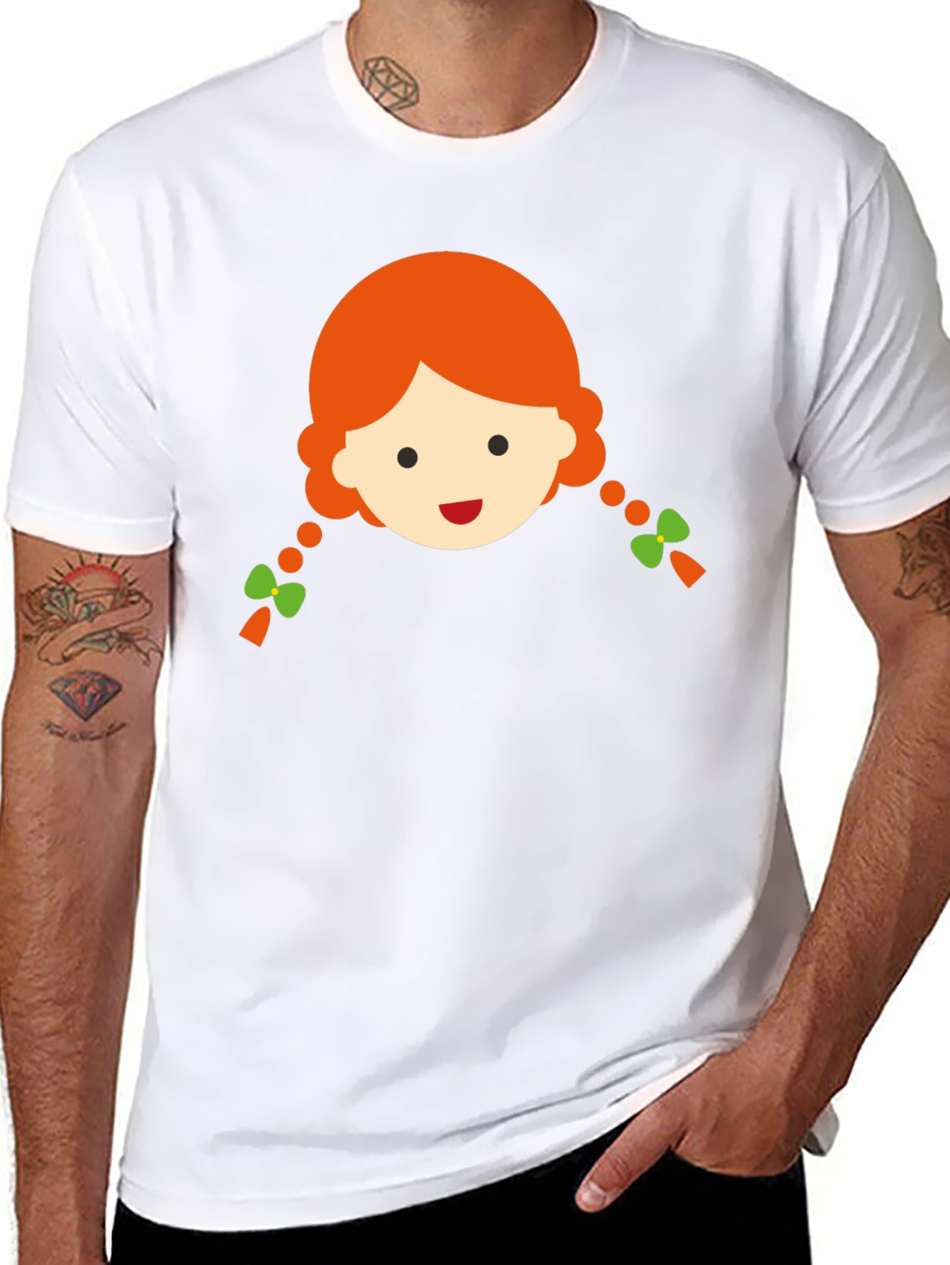Cute Girl Graphic Black T-Shirt