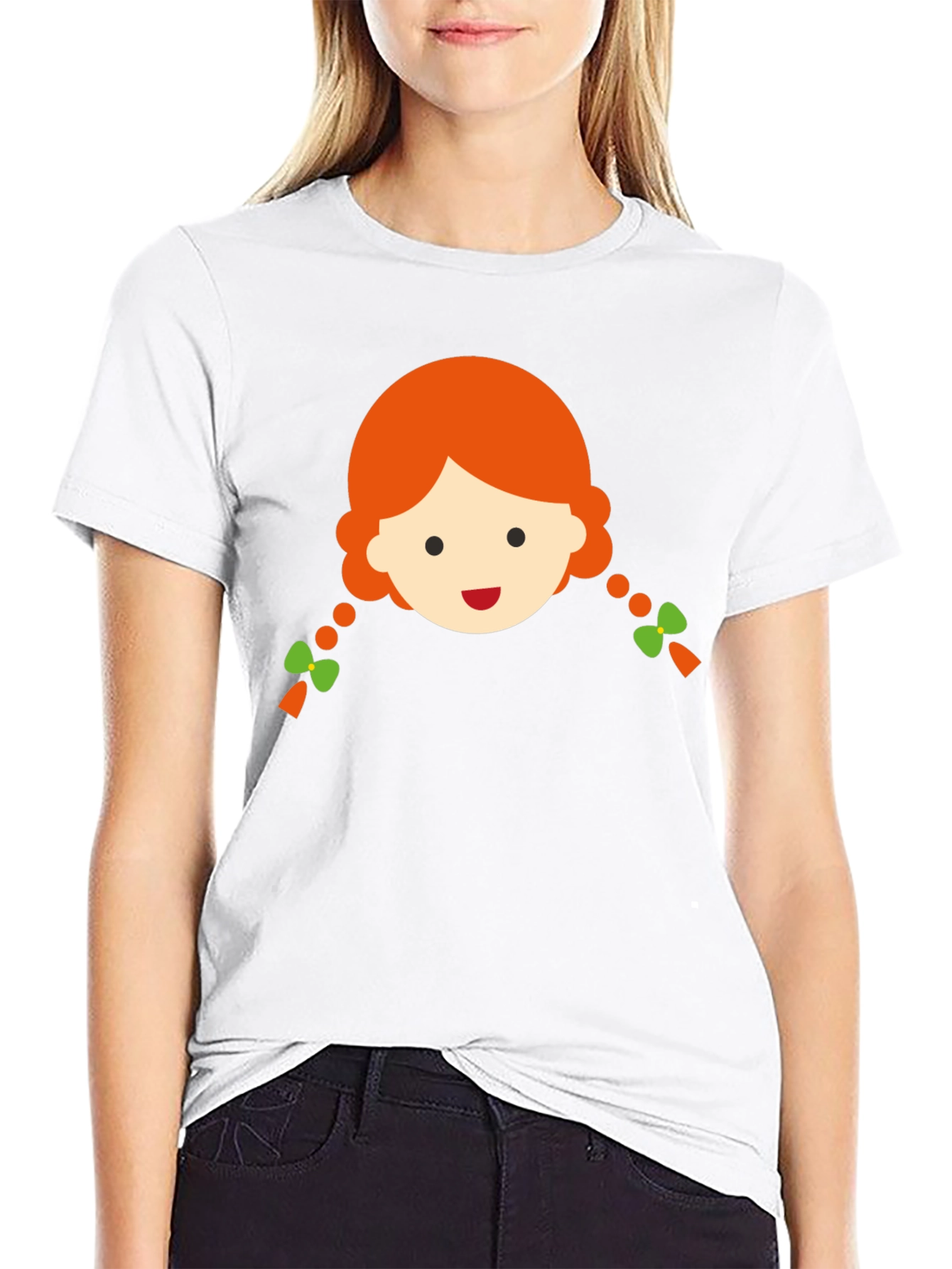 Cute Girl Graphic Black T-Shirt
