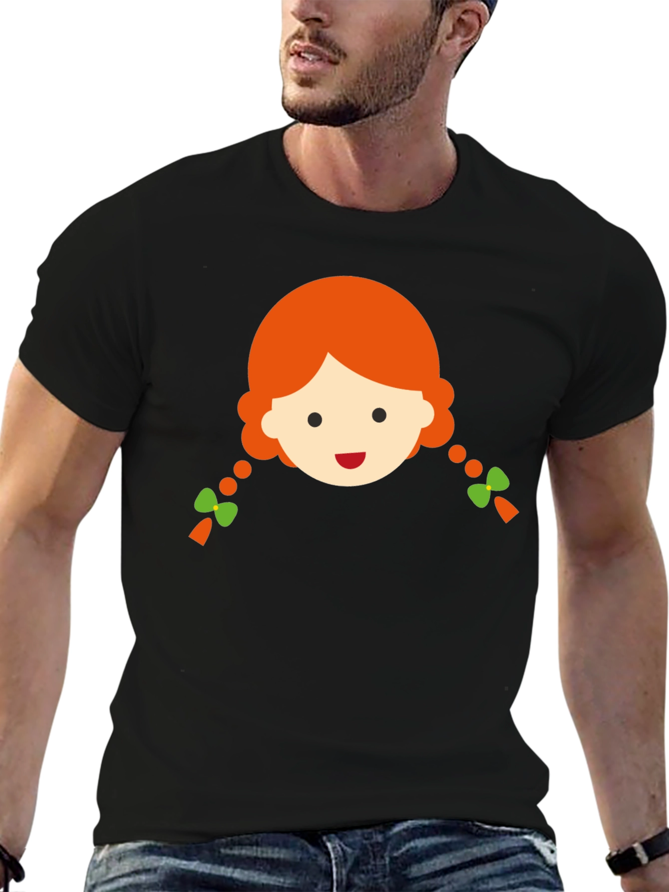 Cute Girl Graphic Black T-Shirt