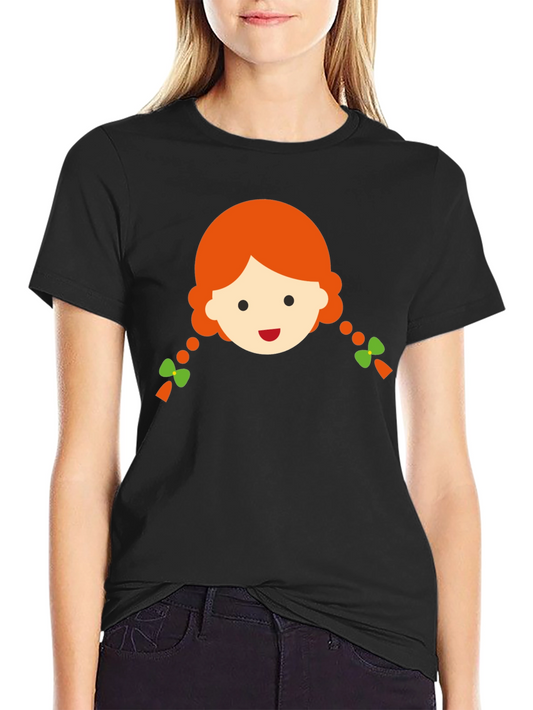 Cute Girl Graphic Black T-Shirt