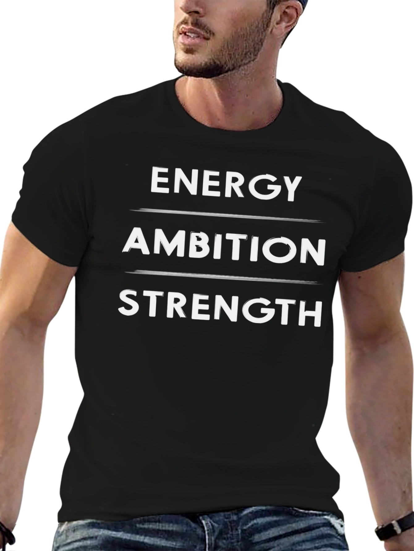 Energy Ambition Strength Black T-Shirt