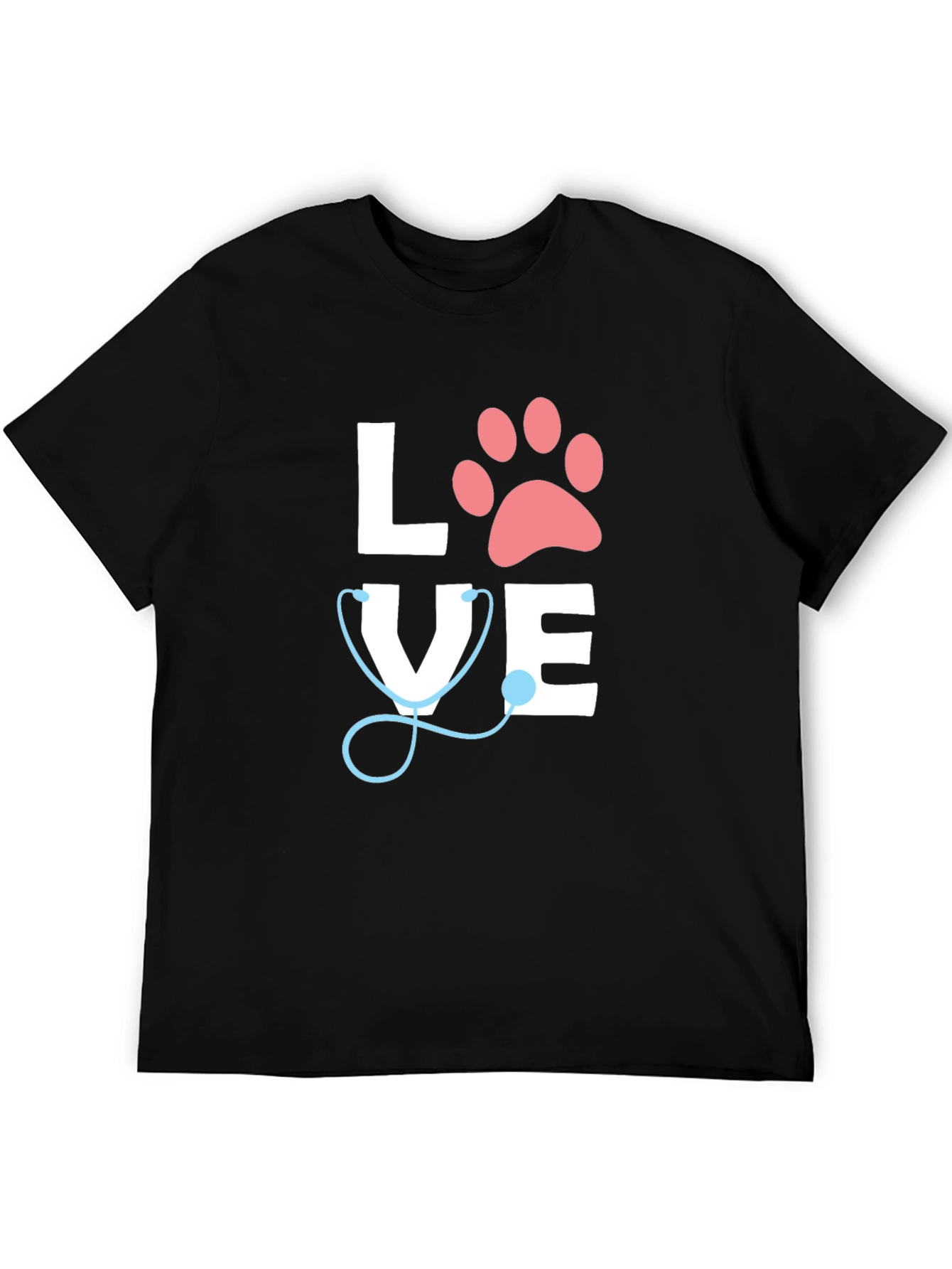 Vet Love T-Shirt - Paw Print & Stethoscope Design