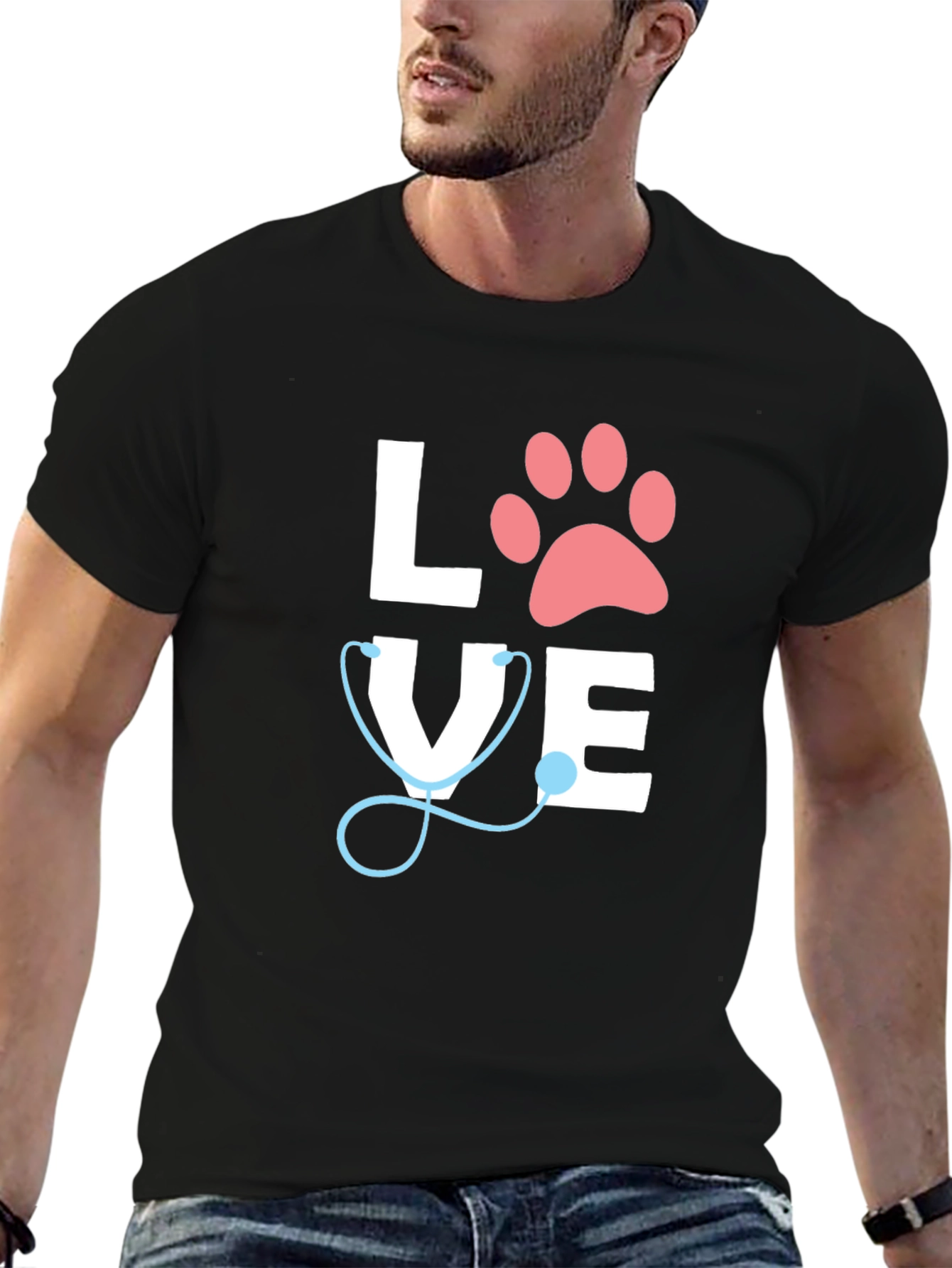 Vet Love T-Shirt - Paw Print & Stethoscope Design