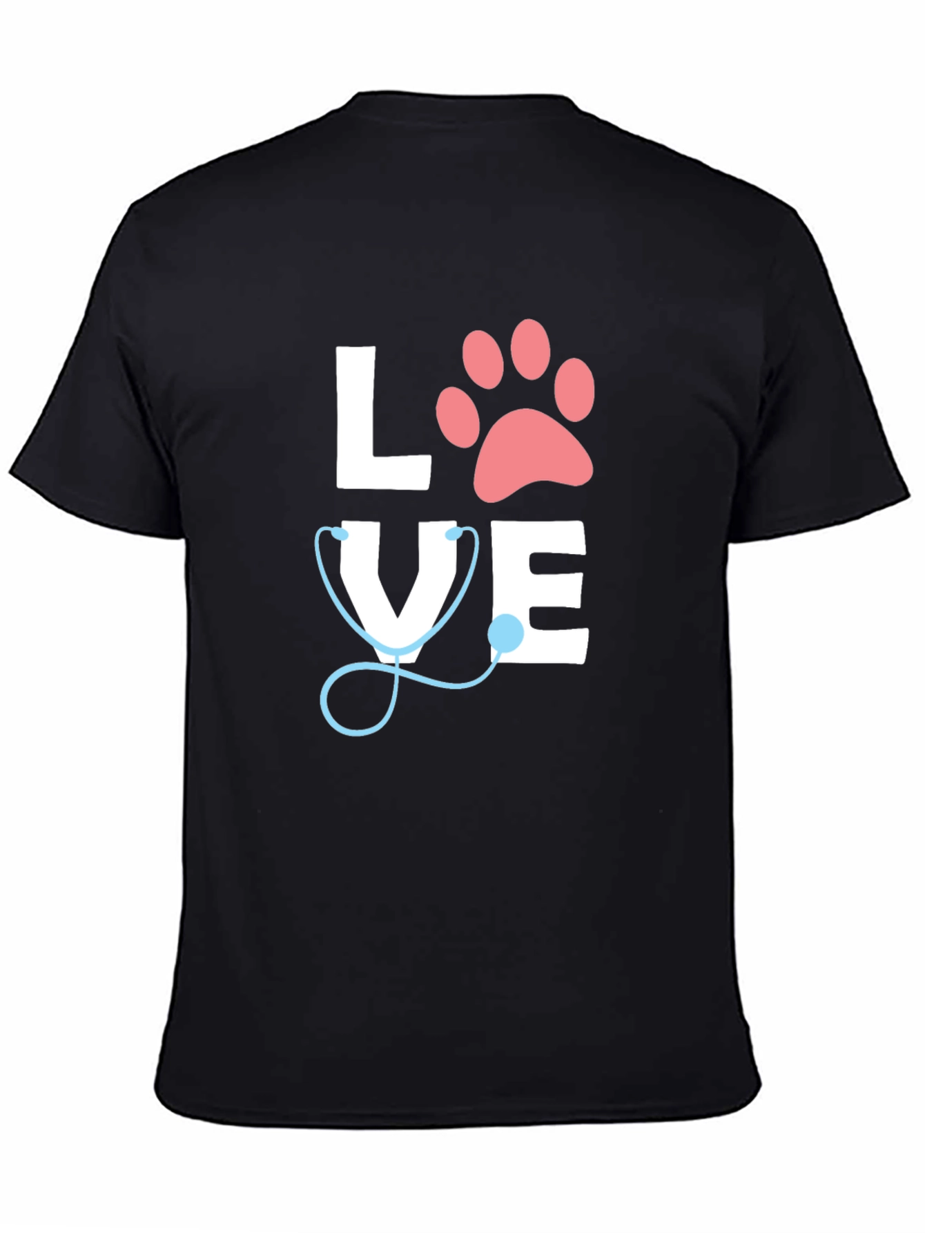 Vet Love T-Shirt - Paw Print & Stethoscope Design