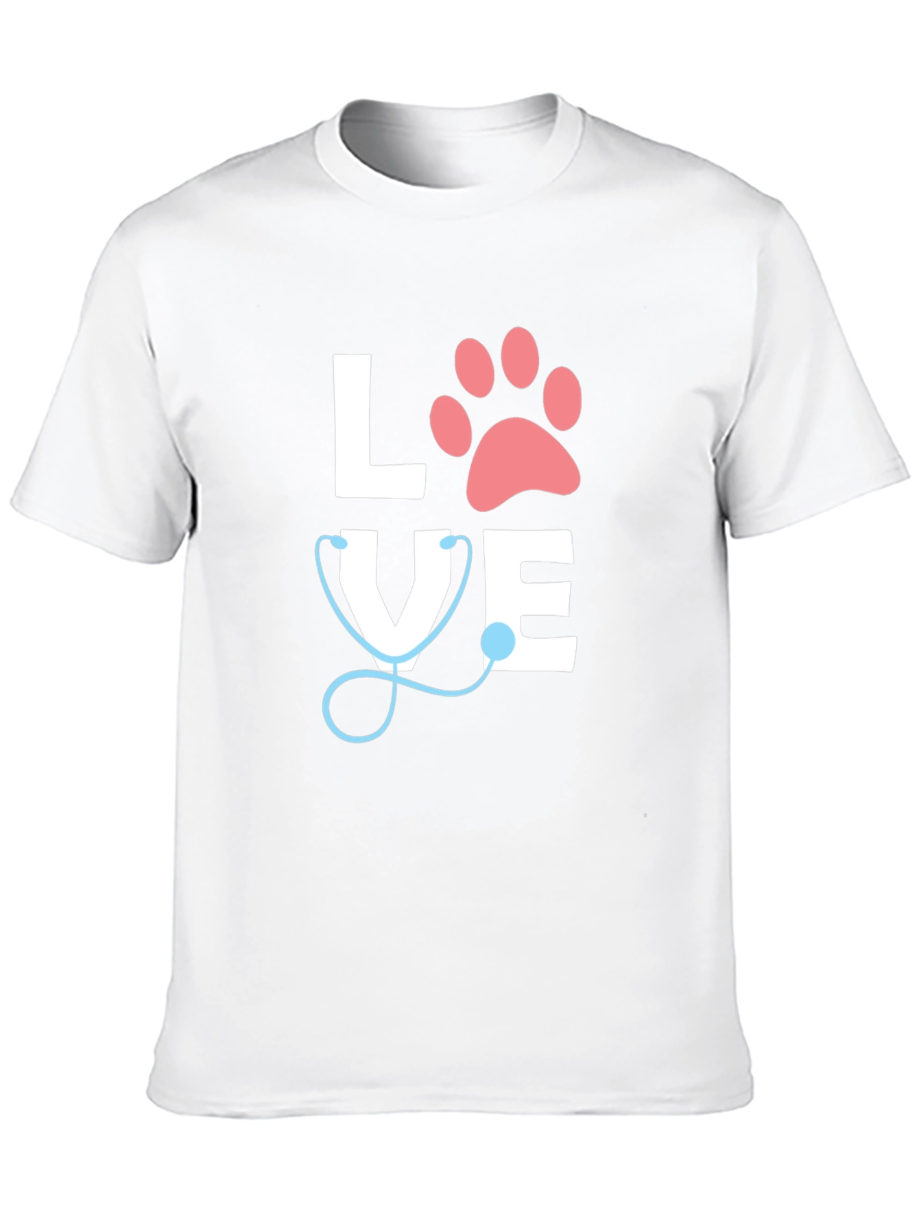 Vet Love T-Shirt - Paw Print & Stethoscope Design