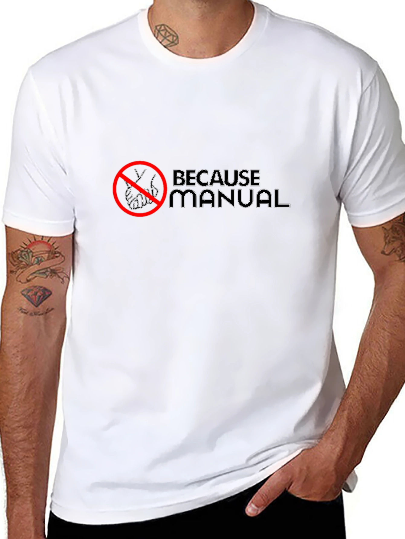 Because Manual Mens Black Graphic Tee