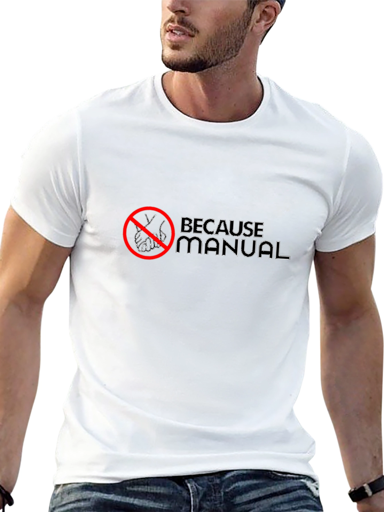 Because Manual Mens Black Graphic Tee