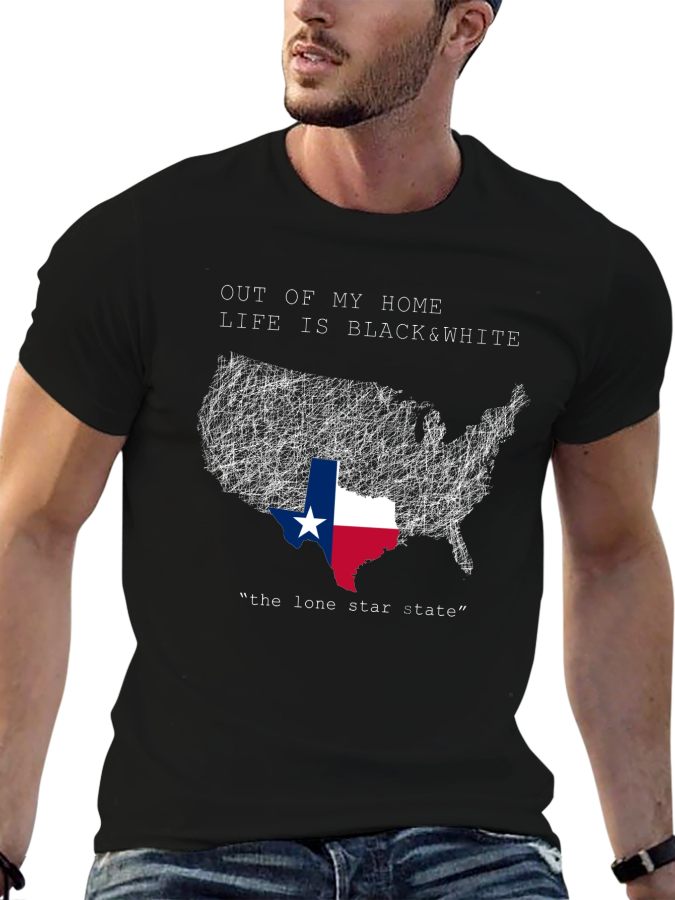 Texas Lone Star State USA Map Graphic T-Shirt