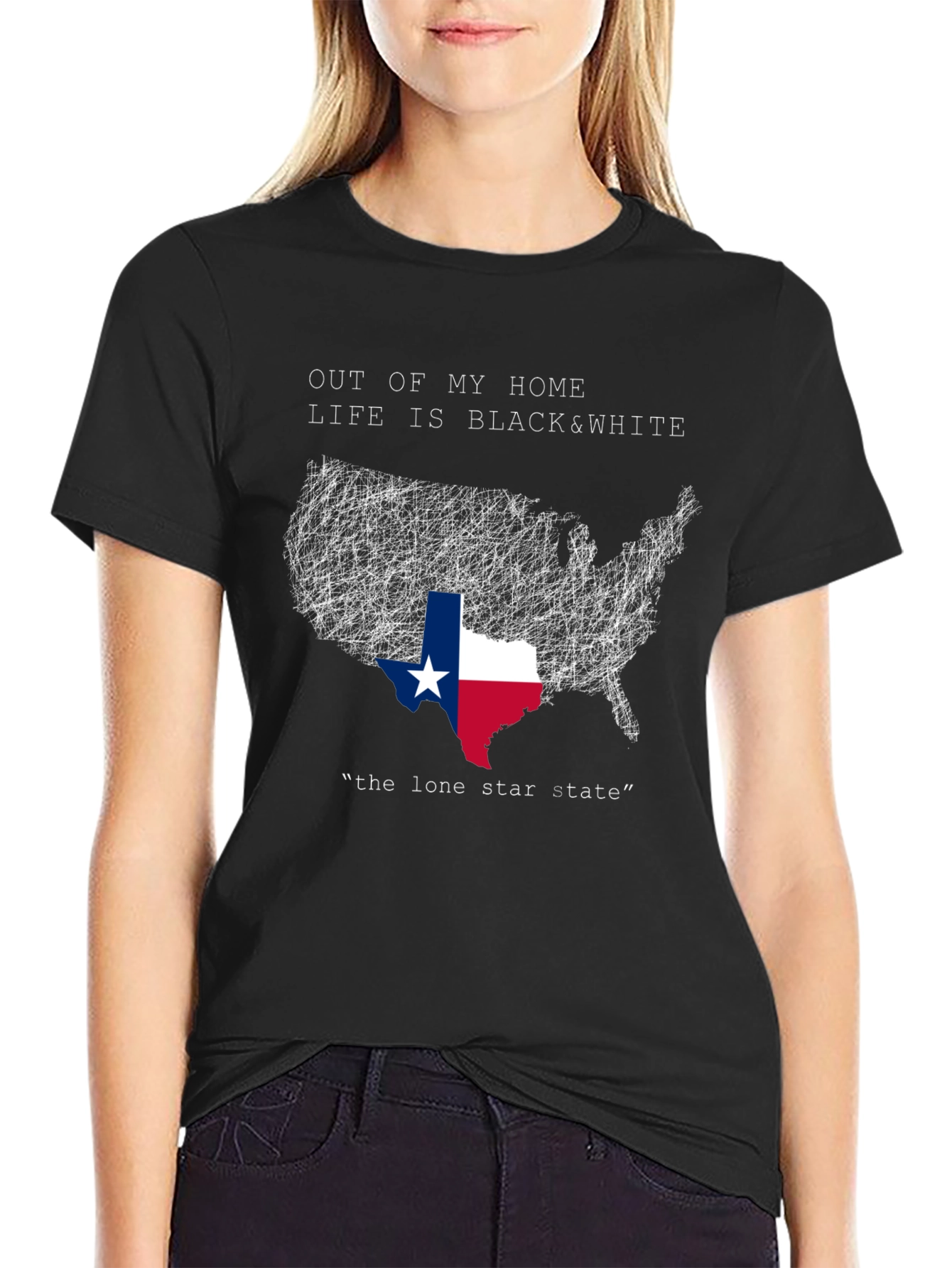 Texas Lone Star State USA Map Graphic T-Shirt