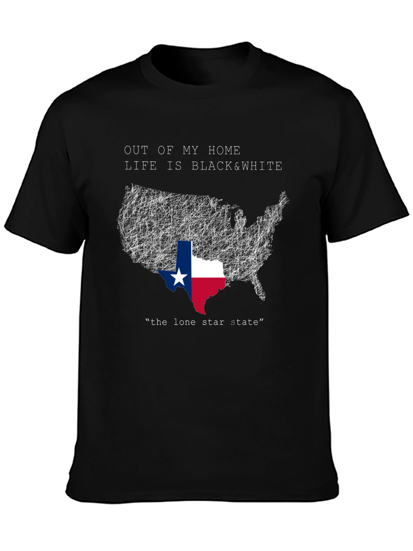 Texas Lone Star State USA Map Graphic T-Shirt