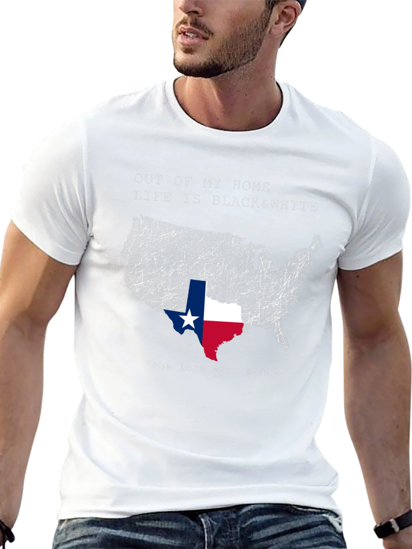 Texas Lone Star State USA Map Graphic T-Shirt