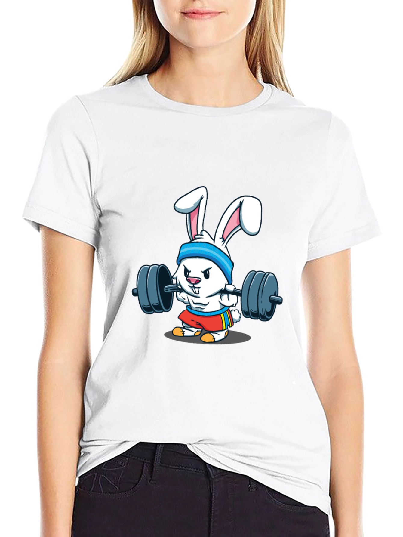 Funny Bunny Gym T-Shirt - Black Cotton Tee