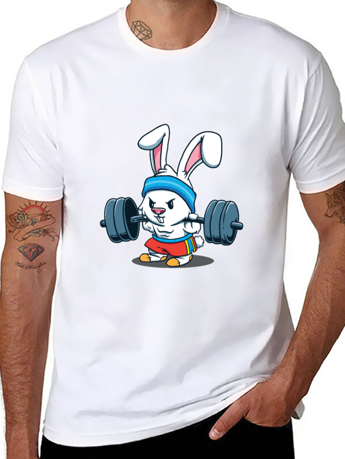 Funny Bunny Gym T-Shirt - Black Cotton Tee