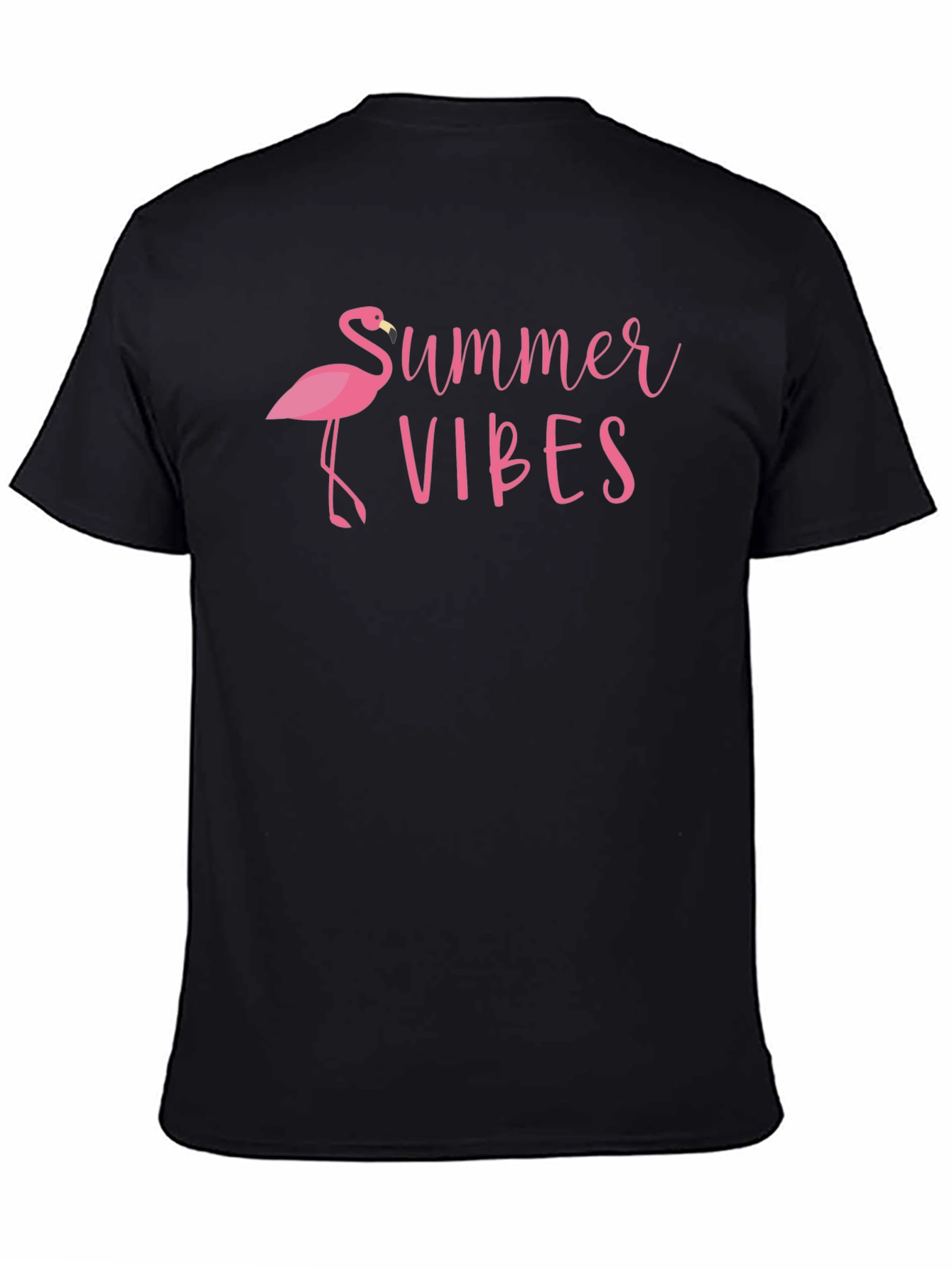 Summer Vibes Flamingo Graphic Tee - Black