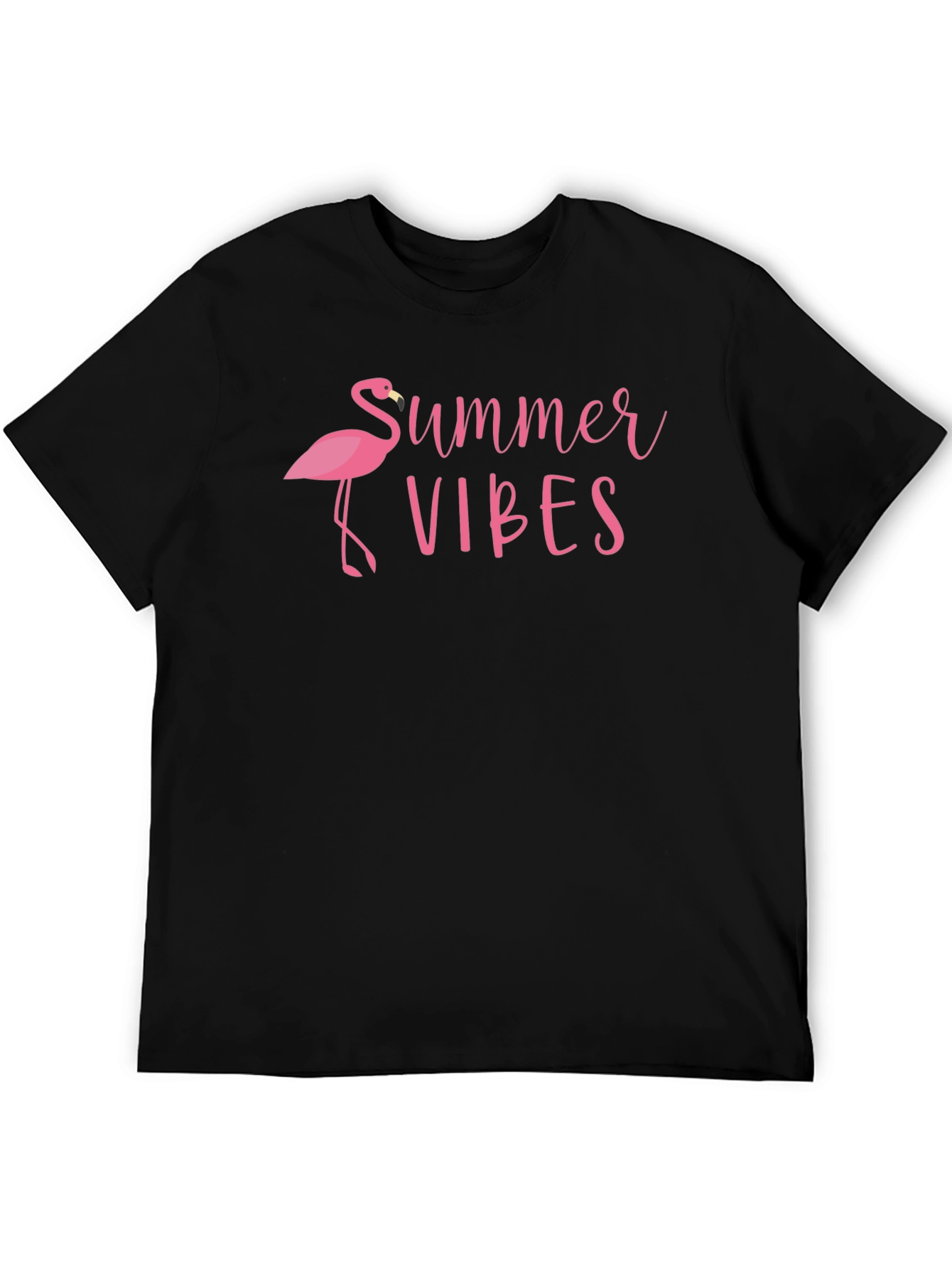 Summer Vibes Flamingo Graphic Tee - Black