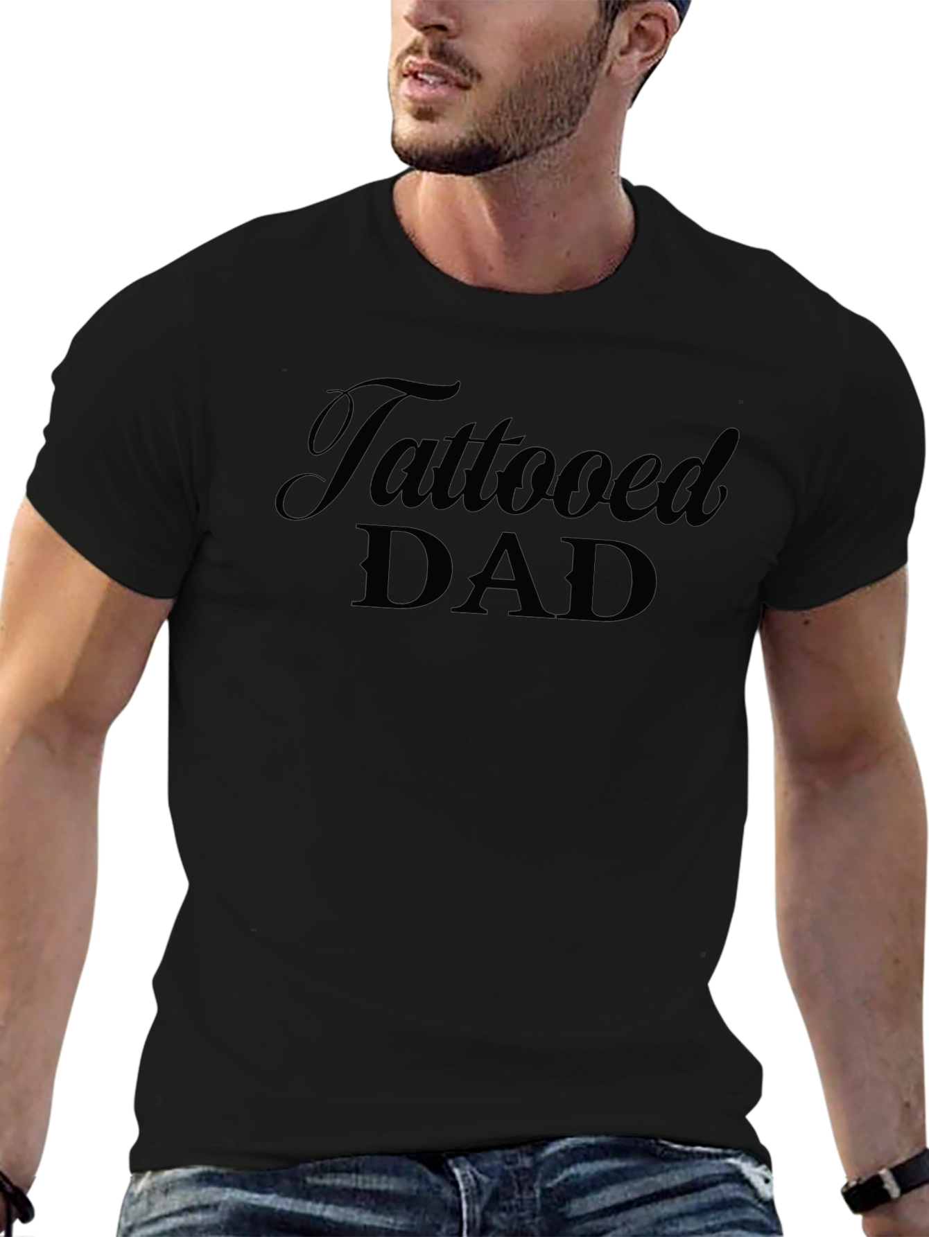 Tattooed Dad Black Graphic Tee