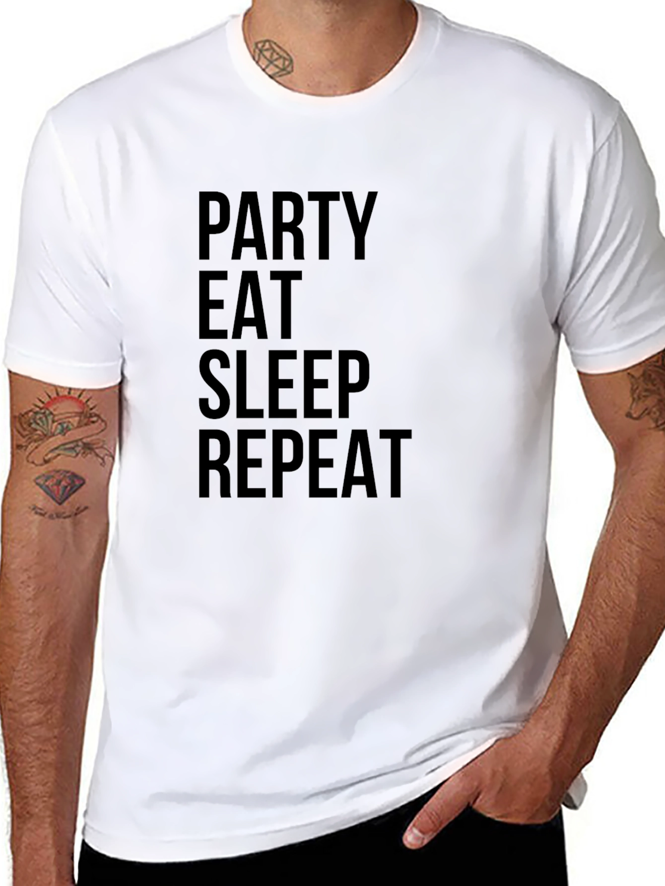 Party Eat Sleep Repeat Black Graphic Tee