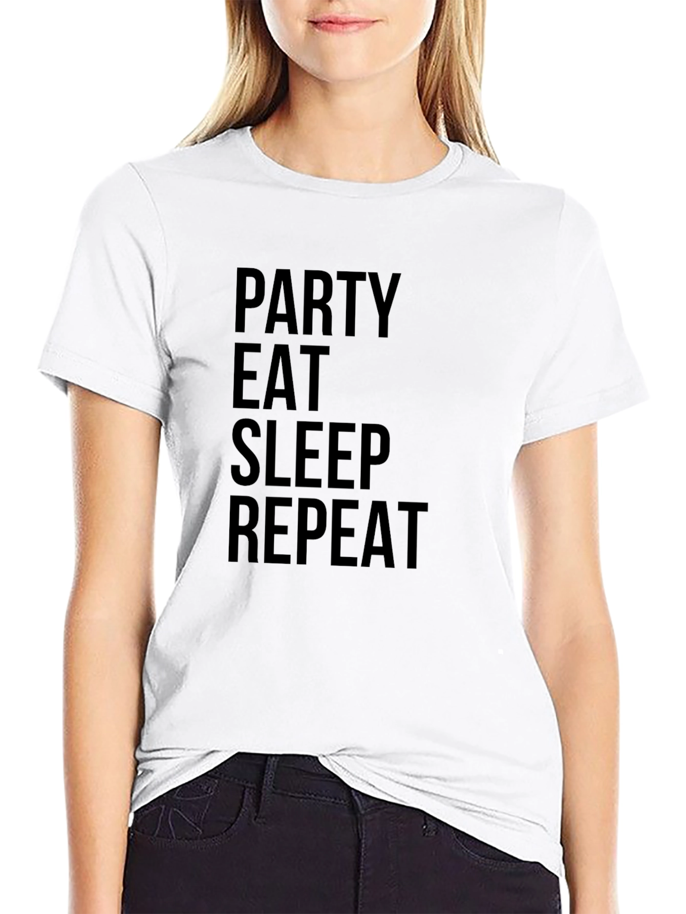 Party Eat Sleep Repeat Black Graphic Tee