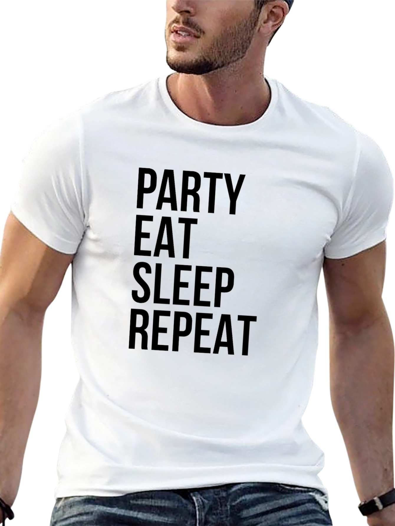 Party Eat Sleep Repeat Black Graphic Tee