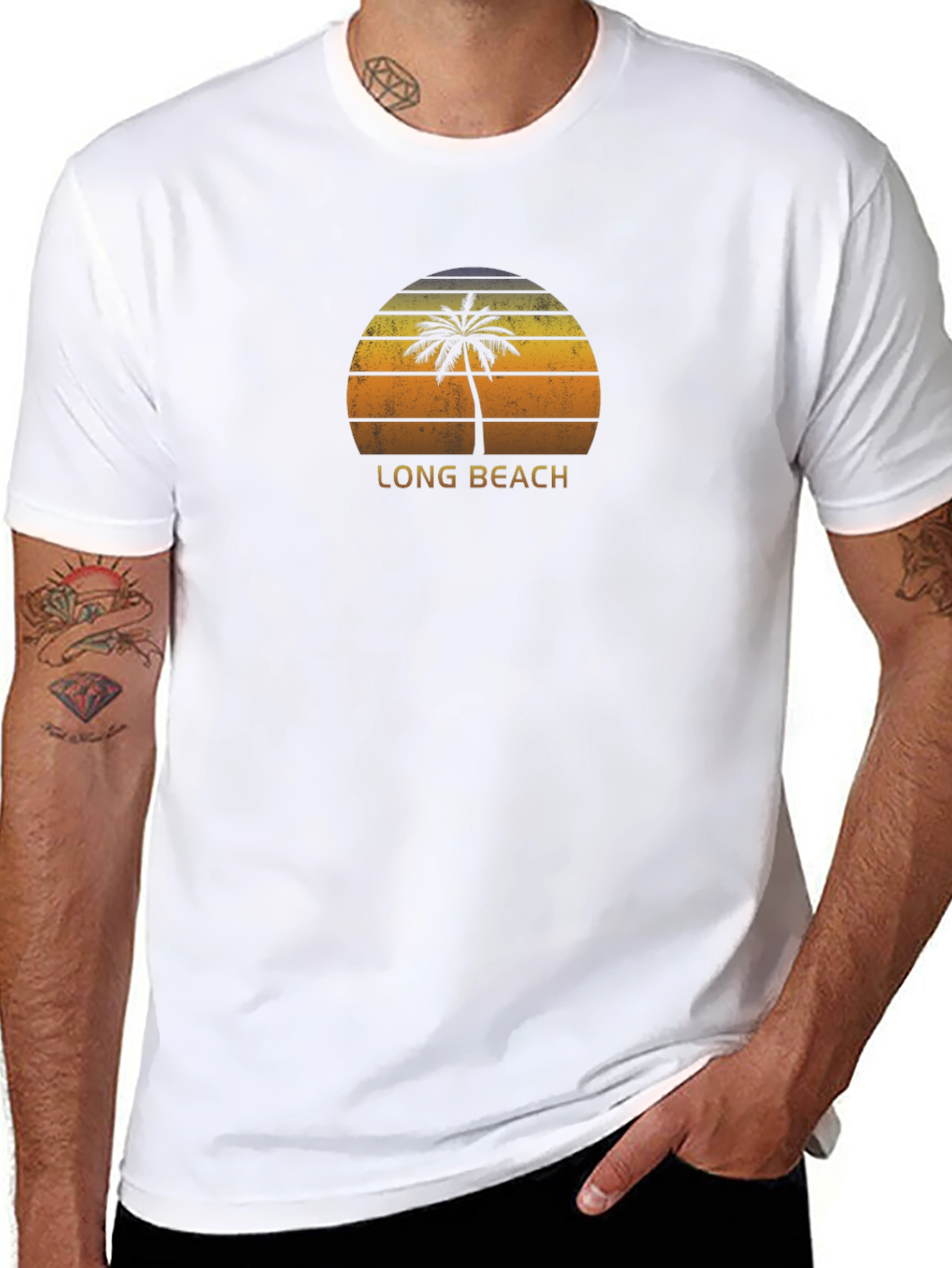 Long Beach Retro Palm Tree Graphic Tee