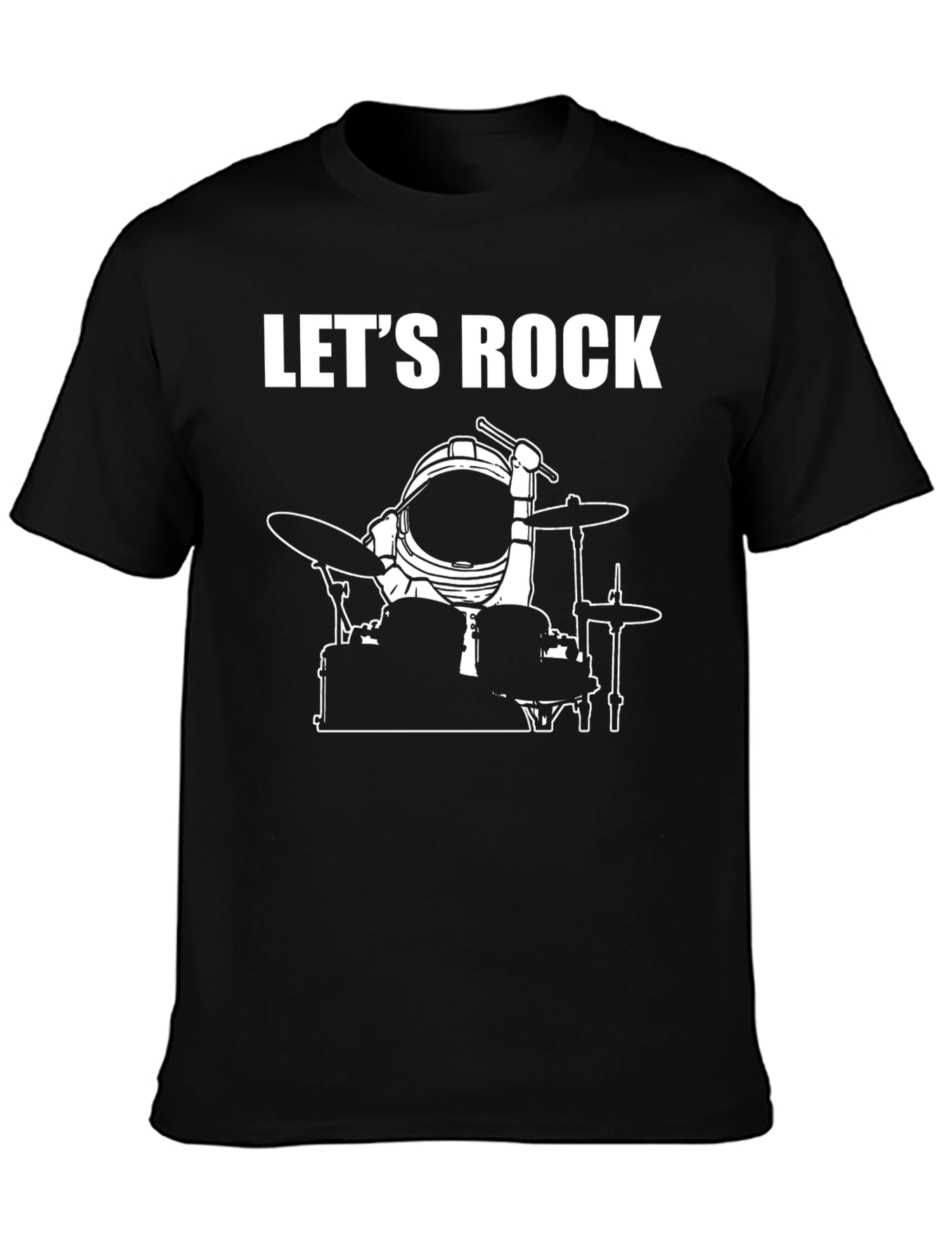 Lets Rock Spaceman Drummer Graphic Tee