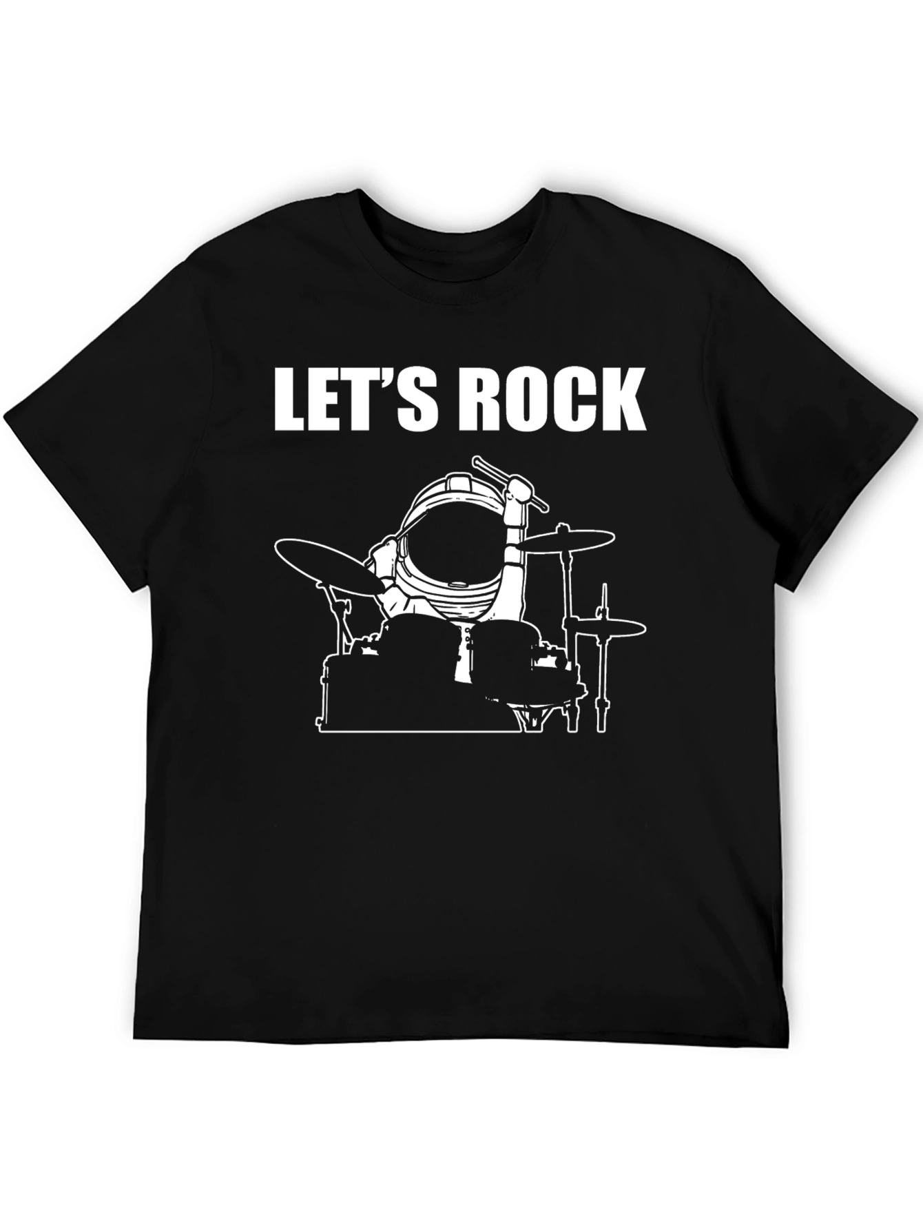 Lets Rock Spaceman Drummer Graphic Tee