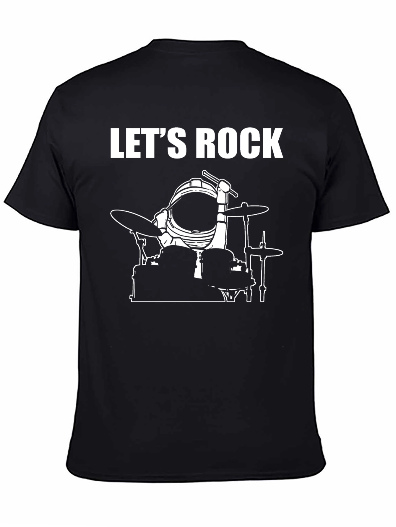 Lets Rock Spaceman Drummer Graphic Tee
