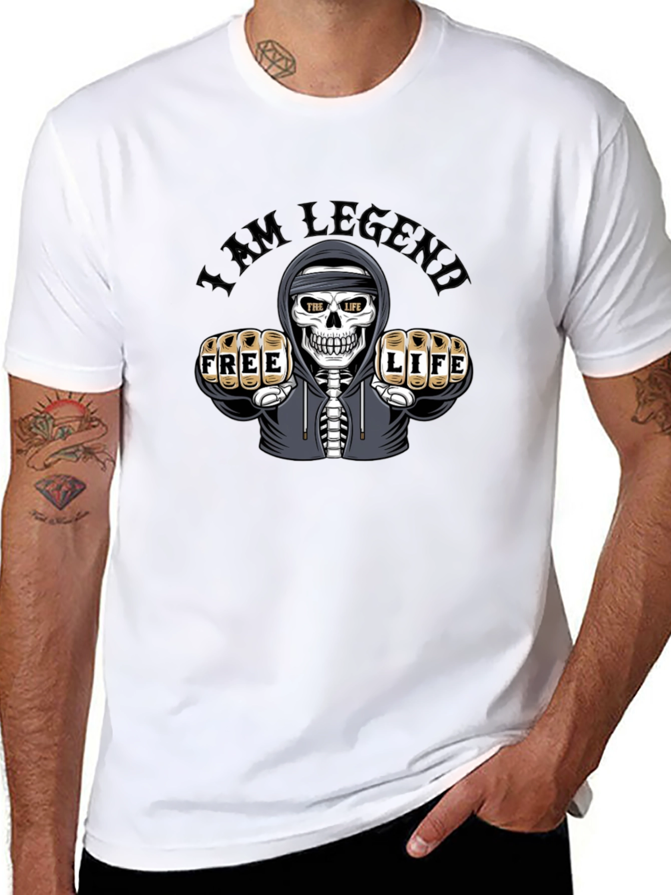 I am Legend Skull Graphic Print Black T-Shirt