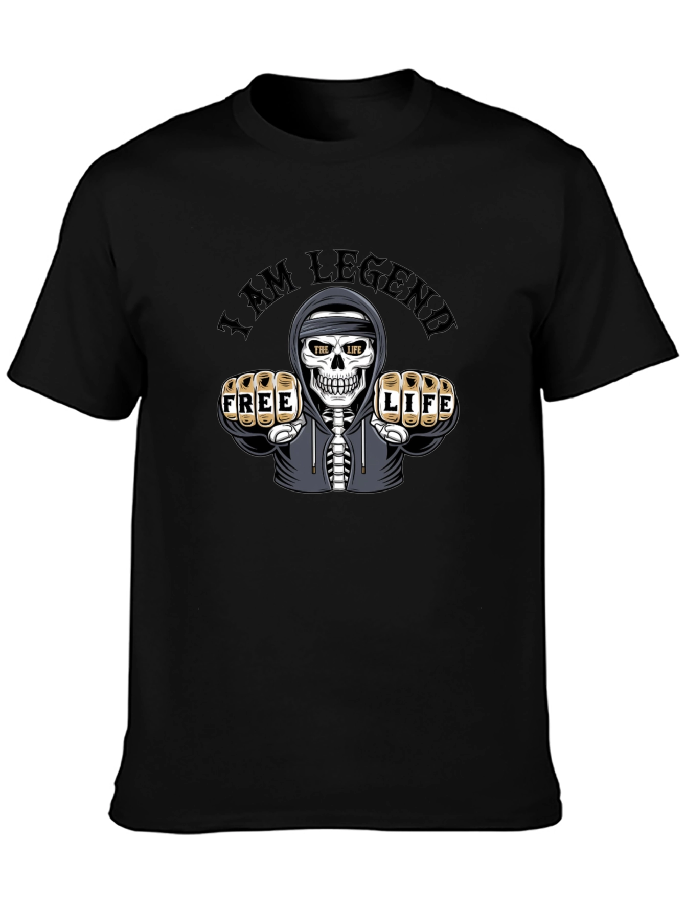 I am Legend Skull Graphic Print Black T-Shirt