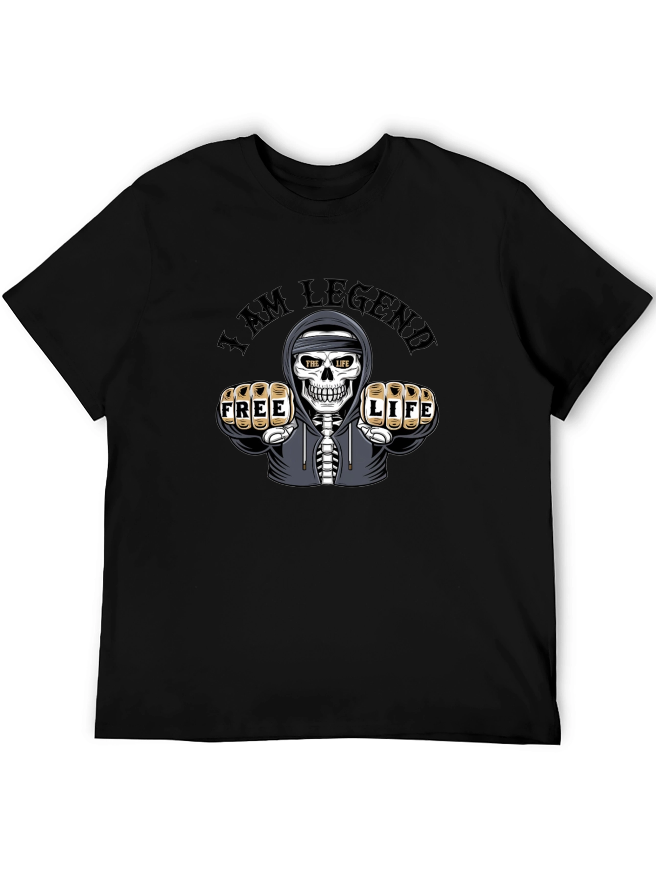 I am Legend Skull Graphic Print Black T-Shirt