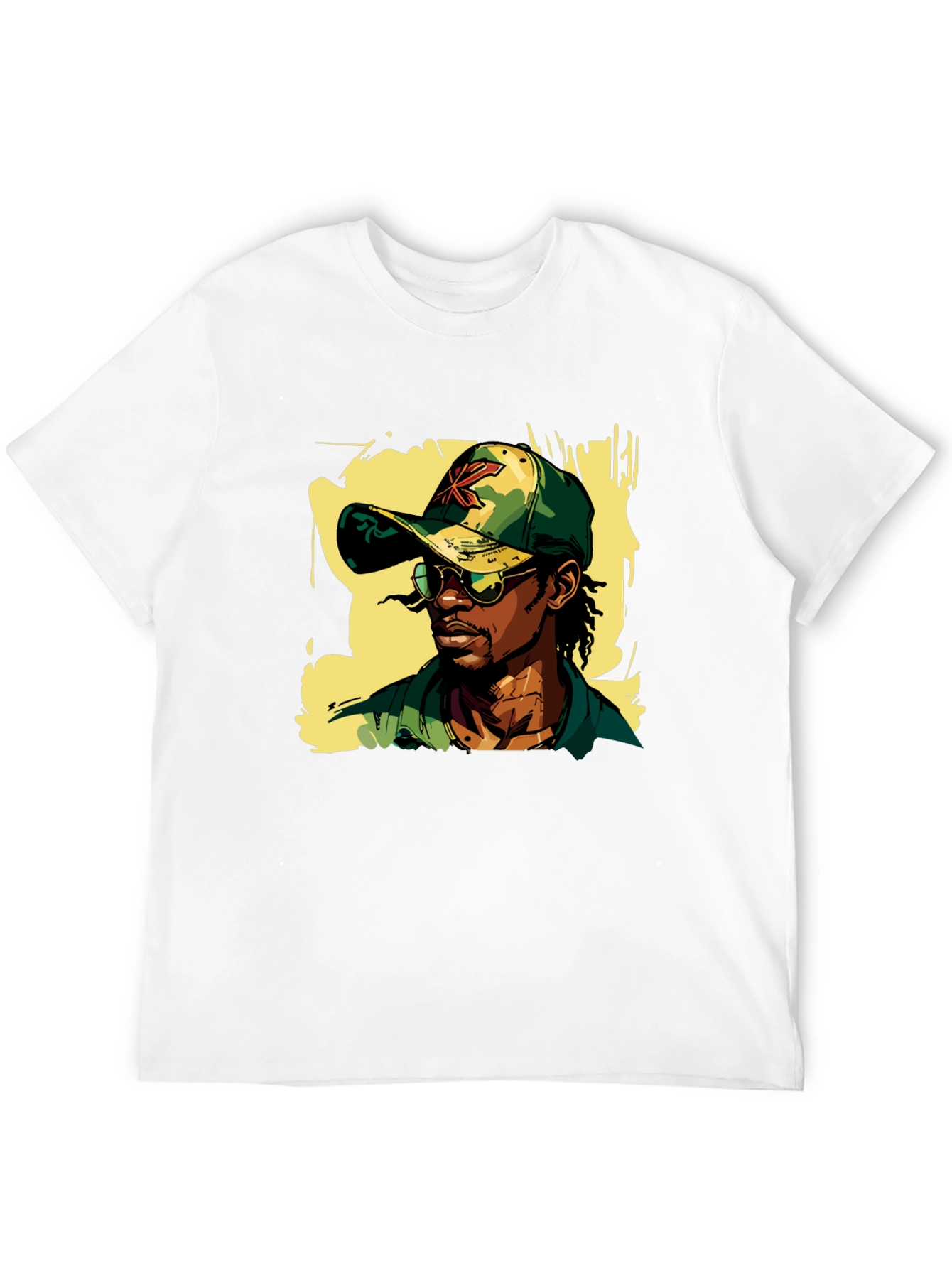 Cool Camo Cap Graphic Black T-Shirt