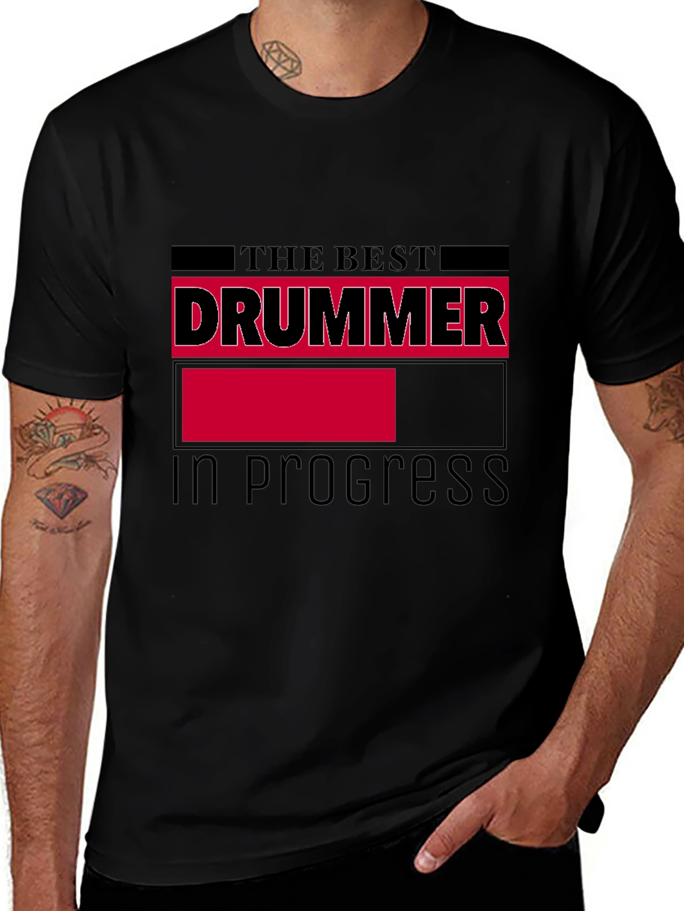 Best Drummer in Progress Black Graphic Tee