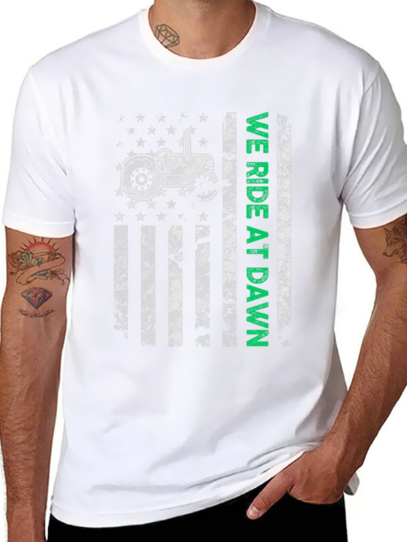We Ride at Dawn Tractor Graphic T-Shirt