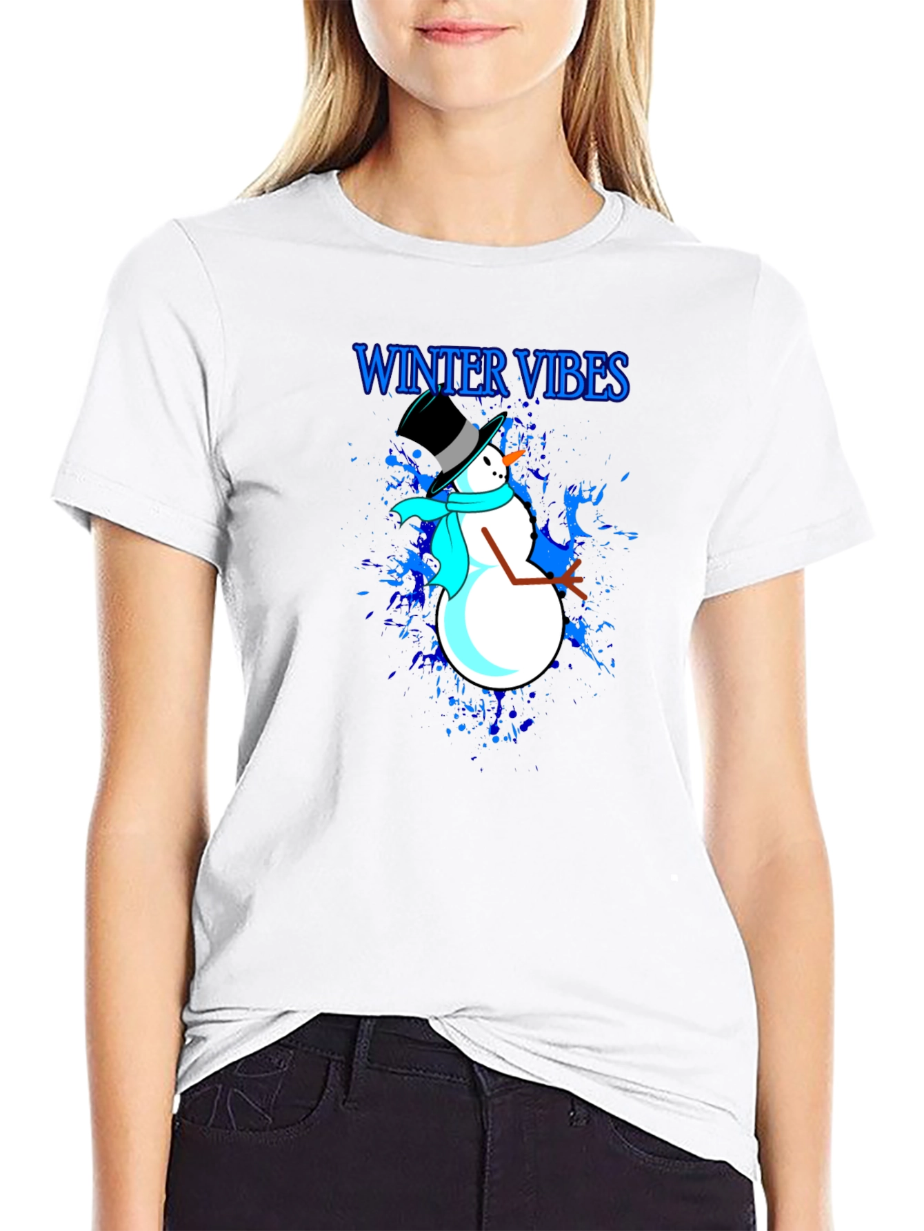 Winter Vibes Snowman Graphic T-Shirt