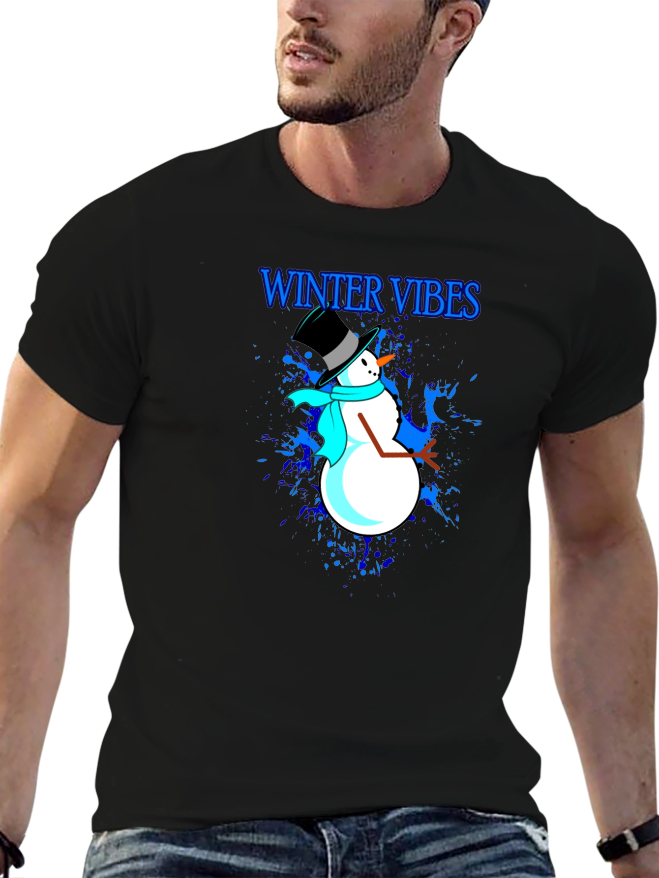 Winter Vibes Snowman Graphic T-Shirt