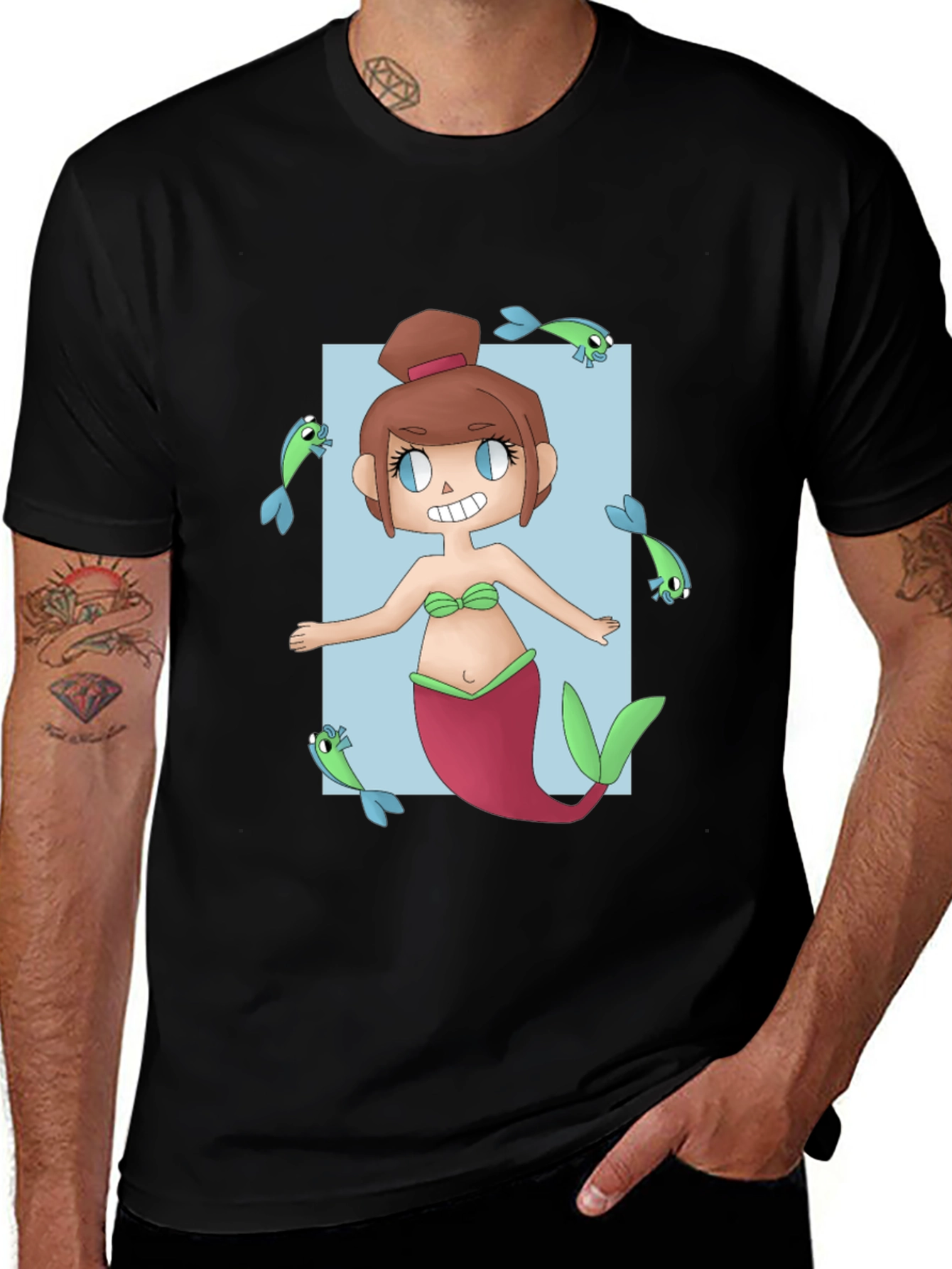 Mermaid Graphic Tee - Unique Cartoon Design