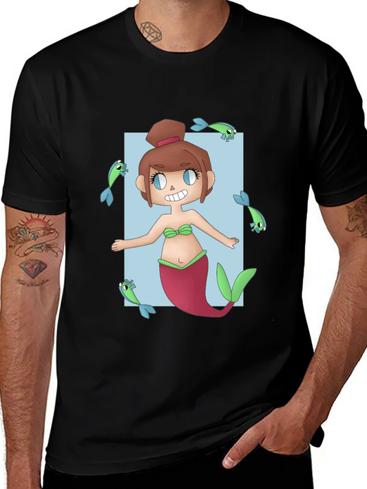 Mermaid Graphic Tee - Unique Cartoon Design