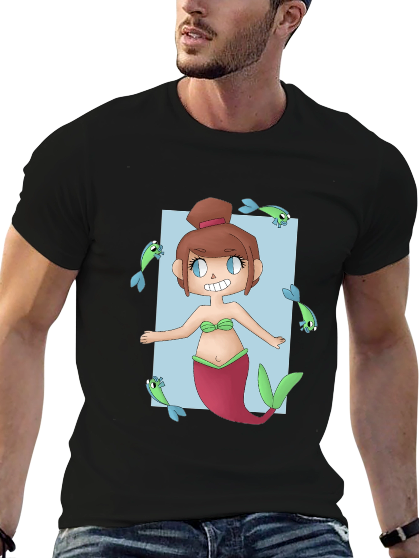 Mermaid Graphic Tee - Unique Cartoon Design